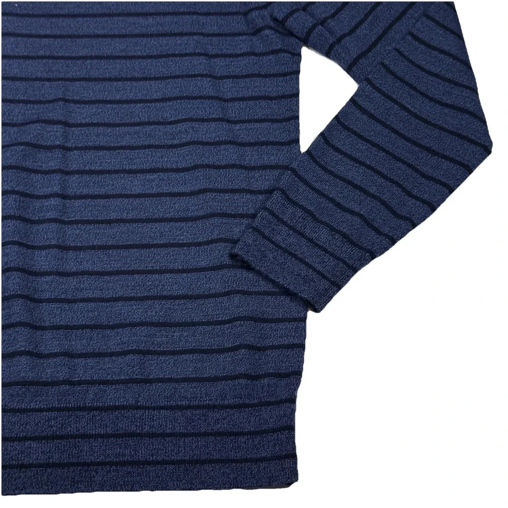 Banana Republic Baruffa Merino Wool Sweater Men's Large V Neck Blue Striped